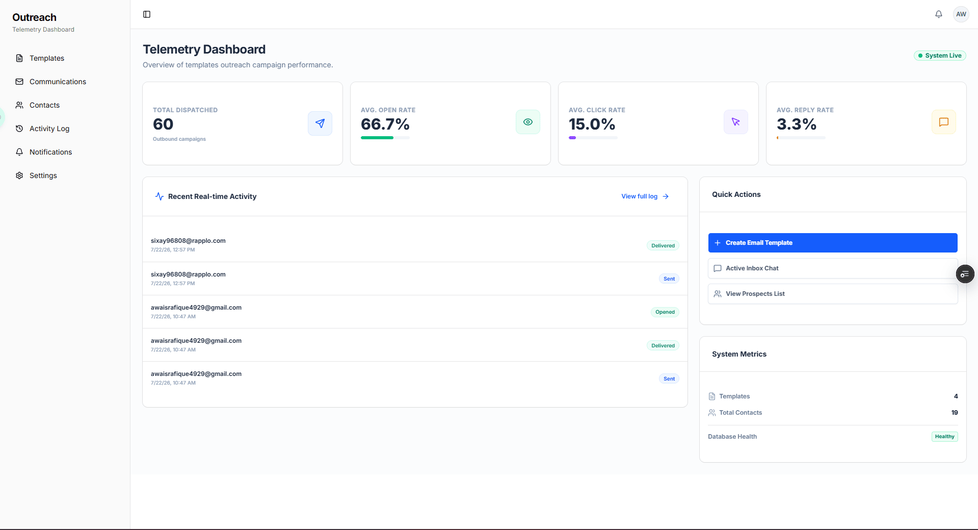 Email Management CRM screenshot