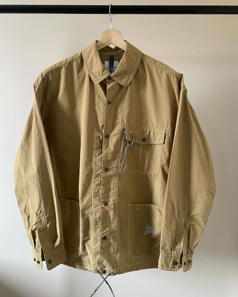 AND WANDER Dry Rip Stop Overshirt — Khaki / Sand · L (fits XL)