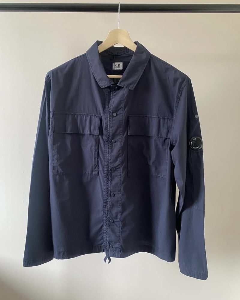 C.P. COMPANY Cotton Rip-Stop Button Lens Overshirt — Navy · XL