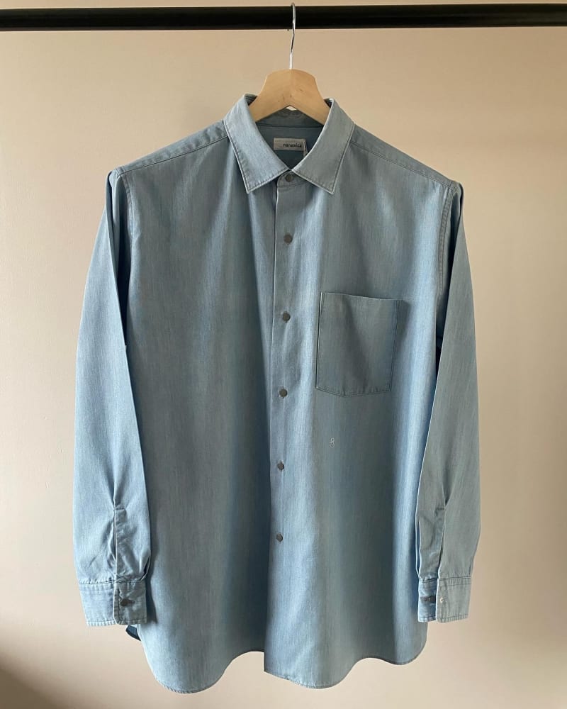 NANAMICA Regular Collar Chambray Shirt — Bleach Indigo · S & M