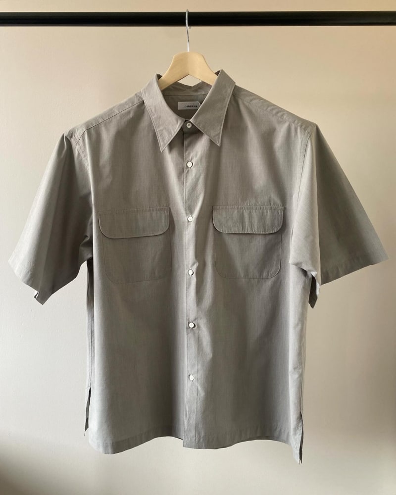 NANAMICA Flap Pocket Short-Sleeve Shirt — Grey · M & L