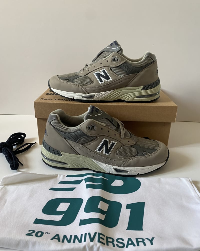 NEW BALANCE M991 ANI 20th Anniversary — Moonbeam Grey / Navy · UK 7.5–9