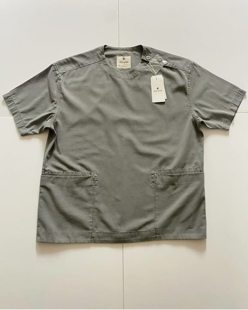 SNOW PEAK Natural-Dyed Cotton S/S Pullover — Grey · L