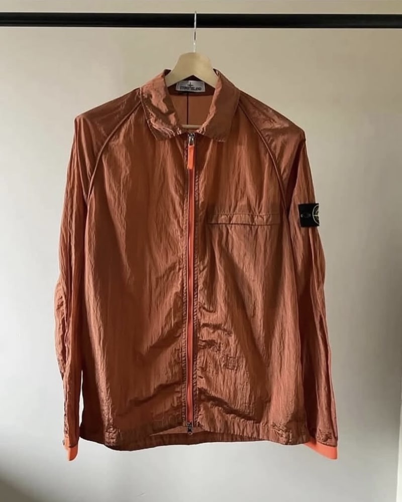 STONE ISLAND Econyl Packable Overshirt — Bright Orange · L