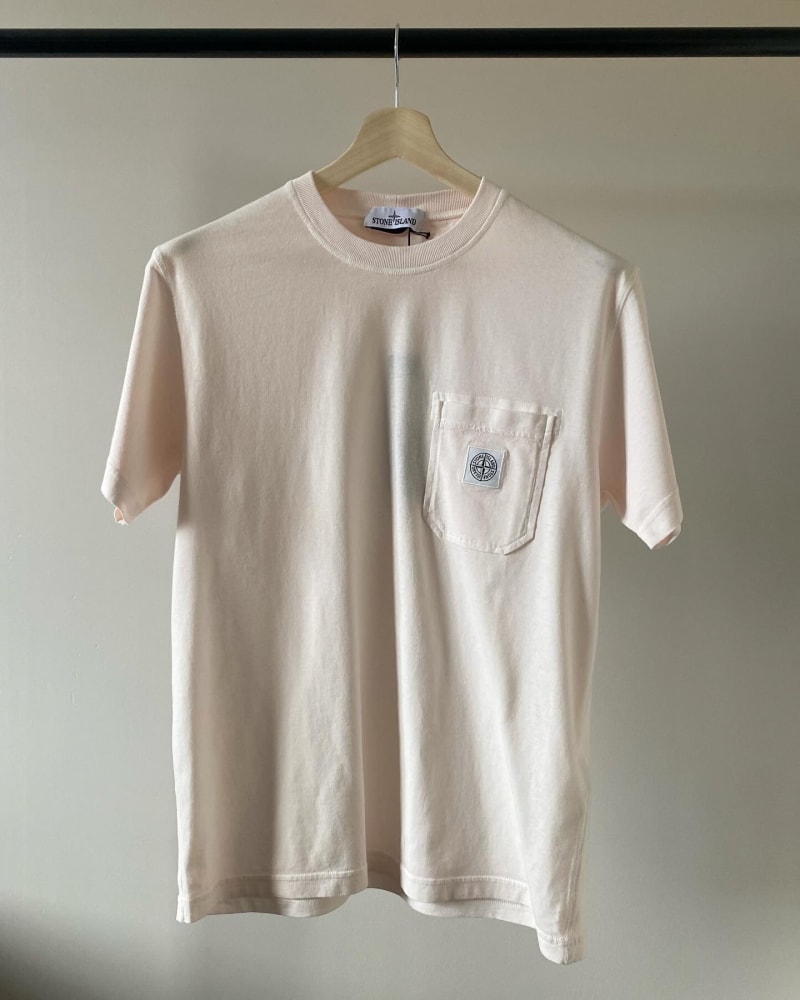 STONE ISLAND Fissato Pocket T-Shirt — Dusty Pink · L