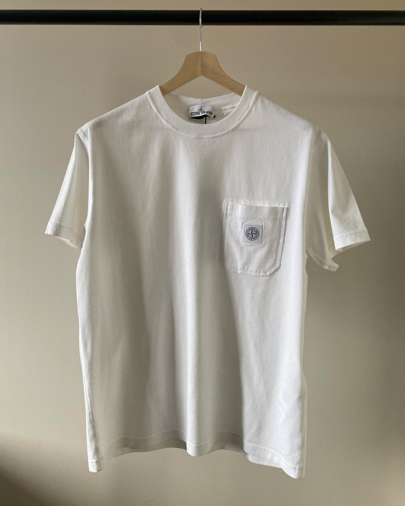 STONE ISLAND Fissato Pocket T-Shirt — White · XL