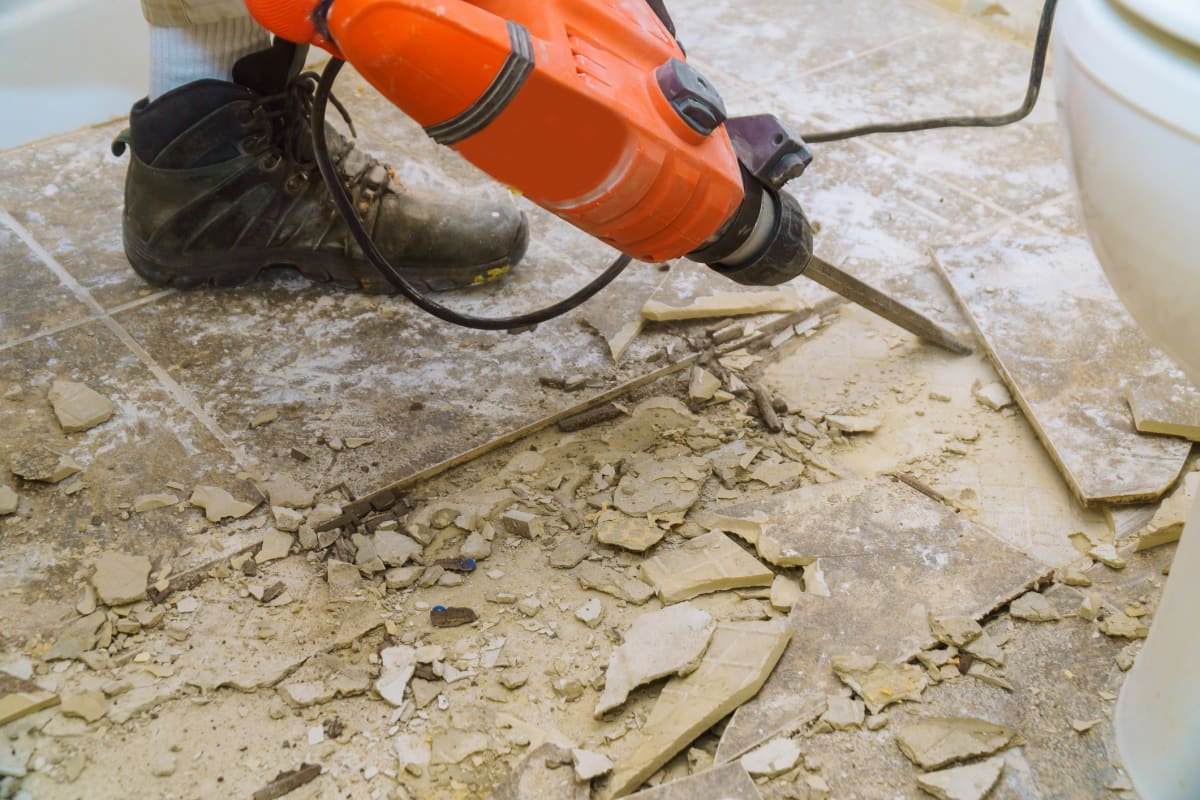Demolition & dust control during a HousePro bathroom remodel