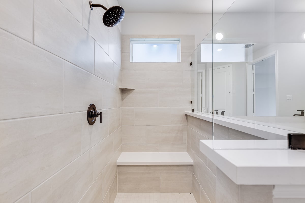 Beautiful modern bathroom with shower installation showcasing quality craftsmanship and premium fixtures in PA & NJ home
