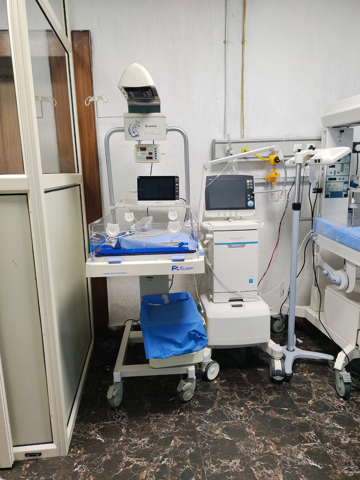 Neonatal ventilator with integrated radiant warmer at Womb2Bloom NICU, Srinagar