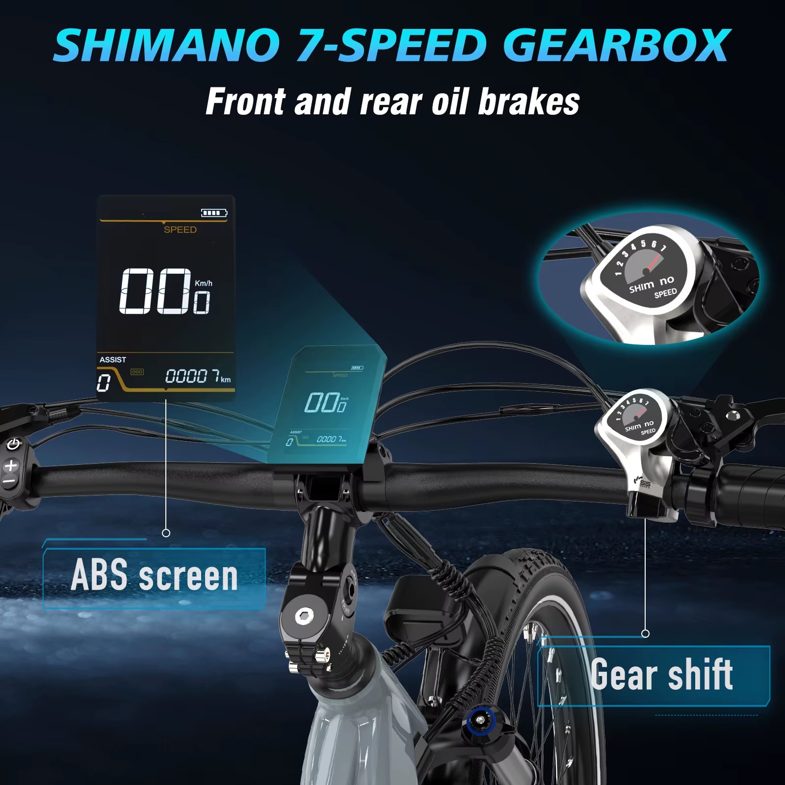 KOOLUX X3 Commuter Electric Bike shimano 7 speed gear