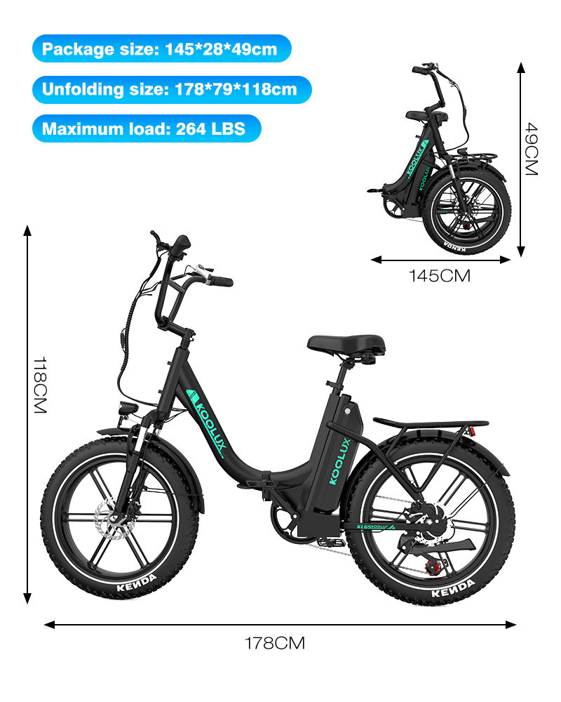 KOOLUX KL6S 250W 48V 15.6Ah 20*4'' Electric Bike main bike view