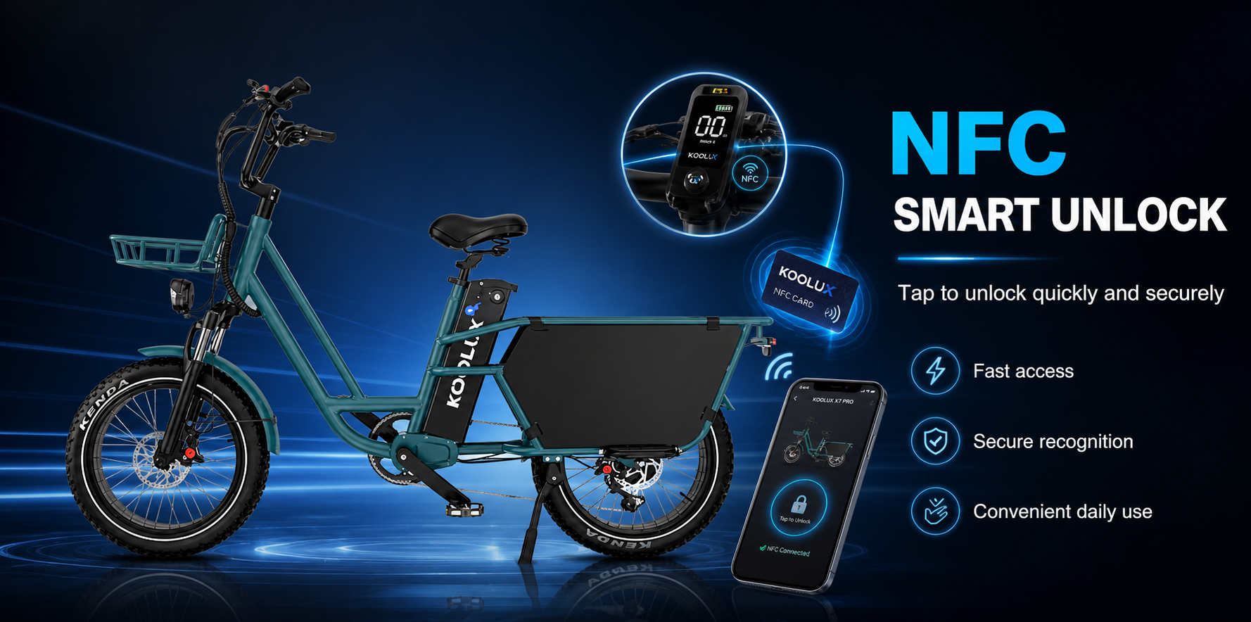 KOOLUX X7 PRO 48V 25AH With NFC | 250W | 48V 25Ah | 80-120KM main bike view