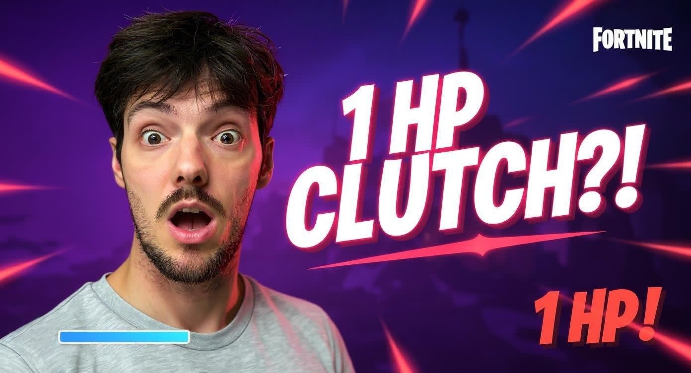 Fortnite style YouTube thumbnail example 4 Fortnite style thumbnail example 4 - High-impact YouTube thumbnail design