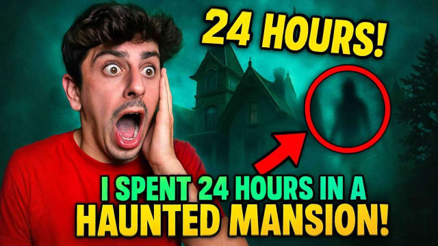 24 Hours Haunted Mansion - Expressive YouTube thumbnail with vivid colors 24 Hours Haunted Mansion - Expressive YouTube thumbnail with vivid colors