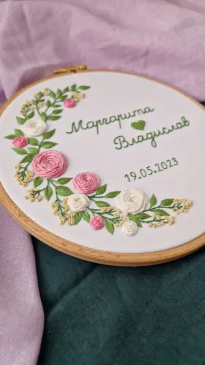 Мініатюра Весільна вишивка з іменами – подарунок на весілля чи річницю 2