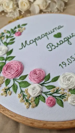 Мініатюра Весільна вишивка з іменами – подарунок на весілля чи річницю 4