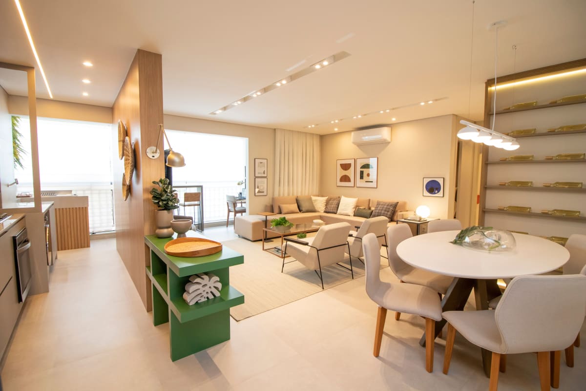Living do apartamento decorado