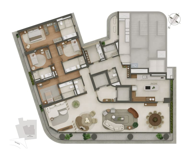 Planta 4 suítes