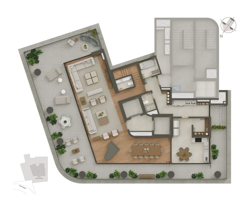 Planta Duplex 4 suítes