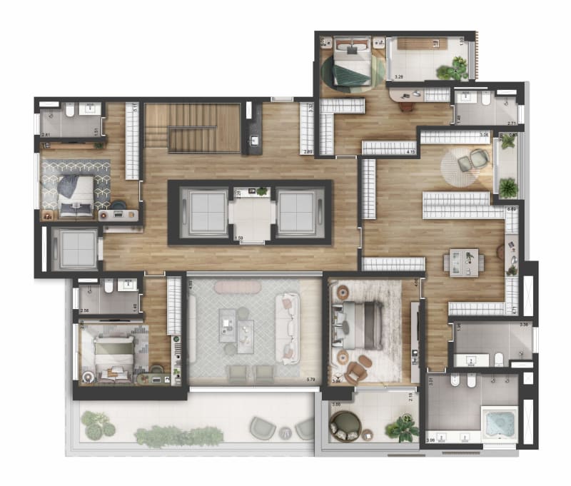 Planta Planta Apto Duplex Superior Opcao 01