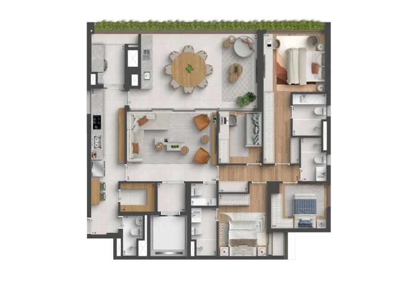Planta 4 dorms · 2 suítes · 2 vagas