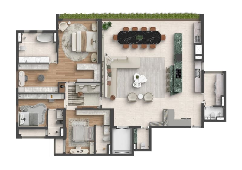 Planta 3 suítes