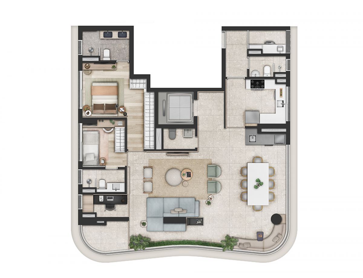 Planta 3 suítes