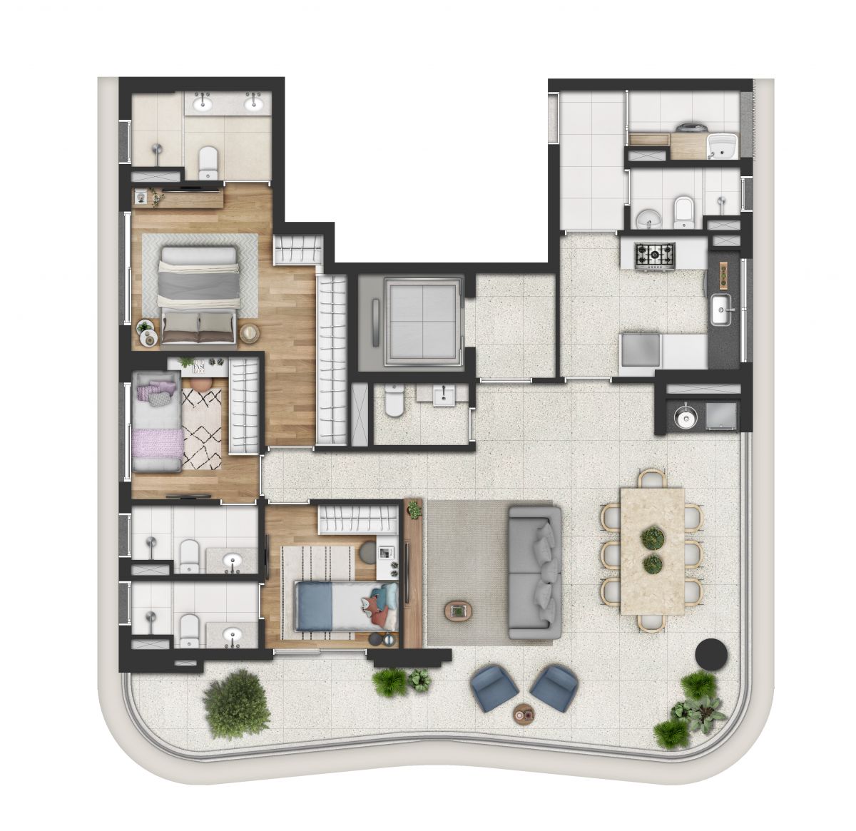 Planta 3 suítes