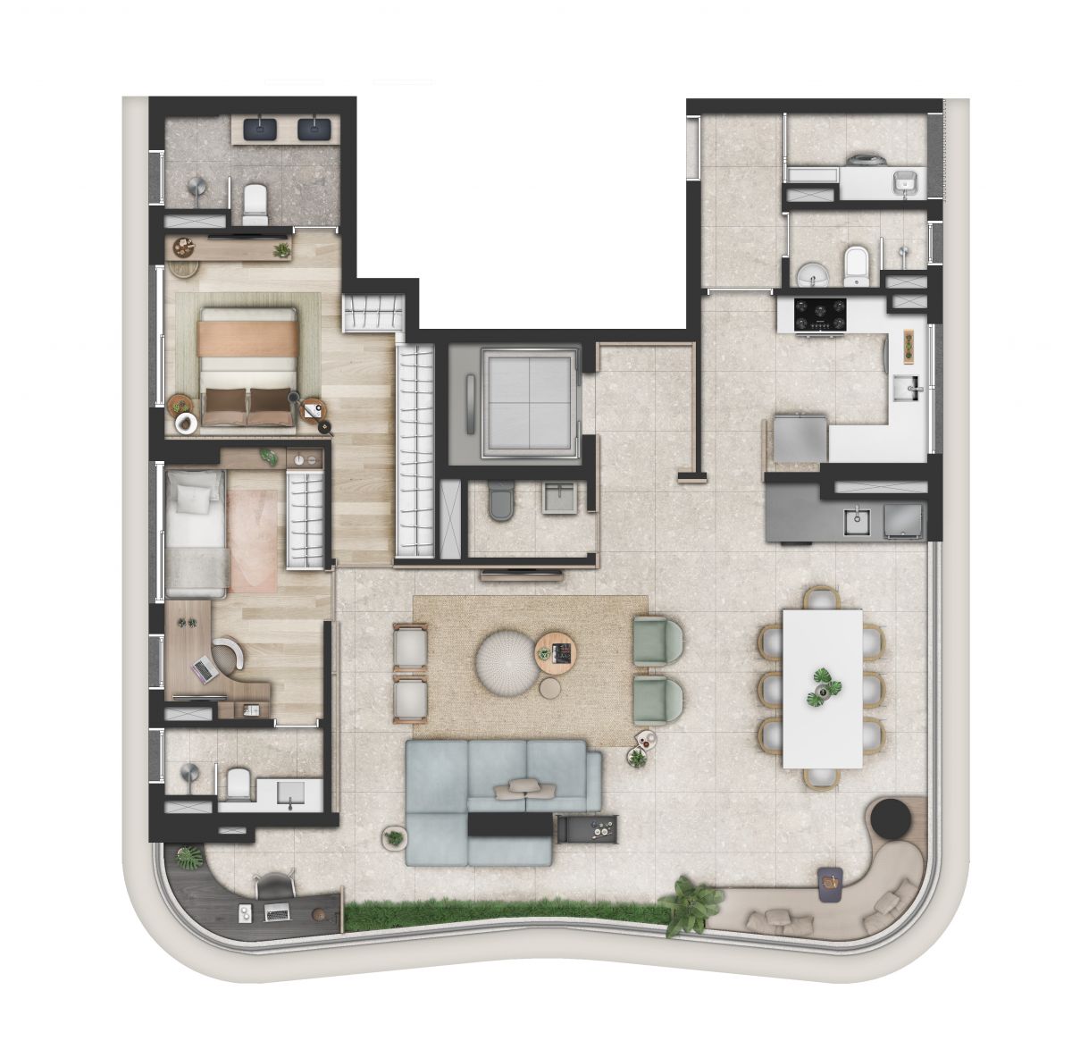 Planta 3 suítes