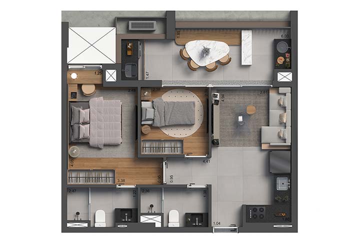Planta 2 Dorms. · 1 Suíte