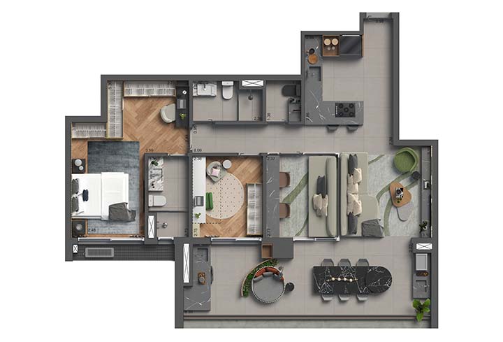 Planta 3 Dorms. · 1 Suíte