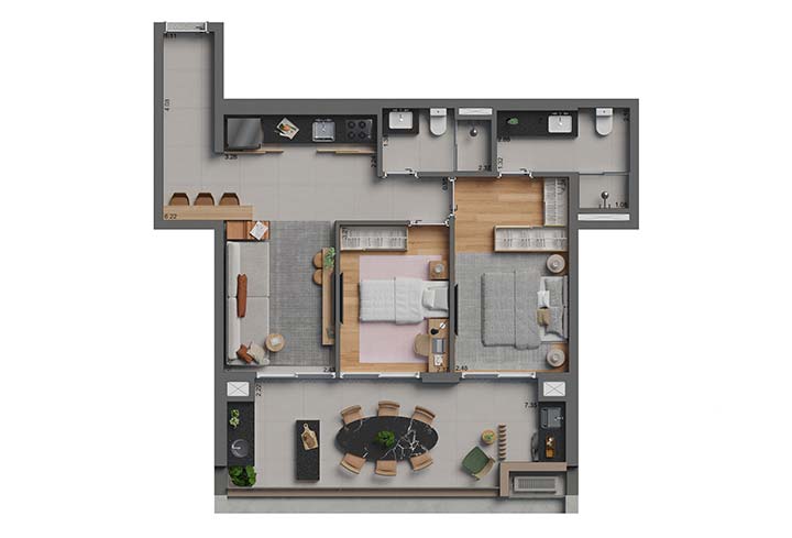 Planta 2 Dorms. · 1 Suíte