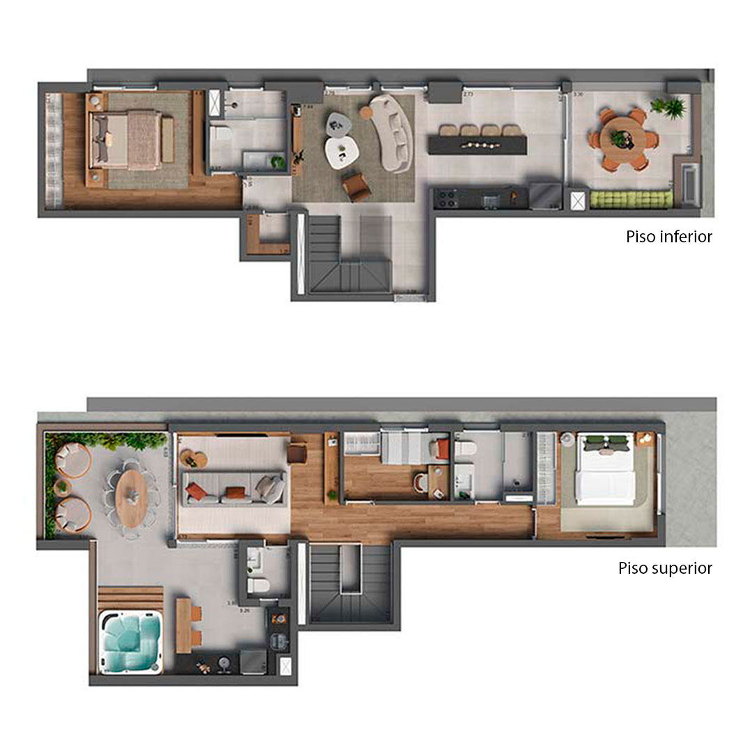 Planta Apto. Duplex · 3 Dorms. · 1 Suíte