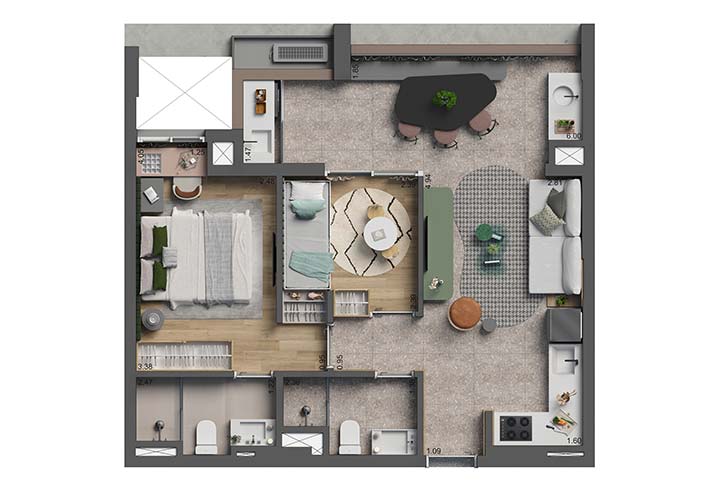 Planta 2 Dorms. · 1 Suíte