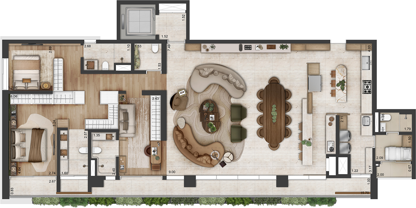 Planta 3 suítes