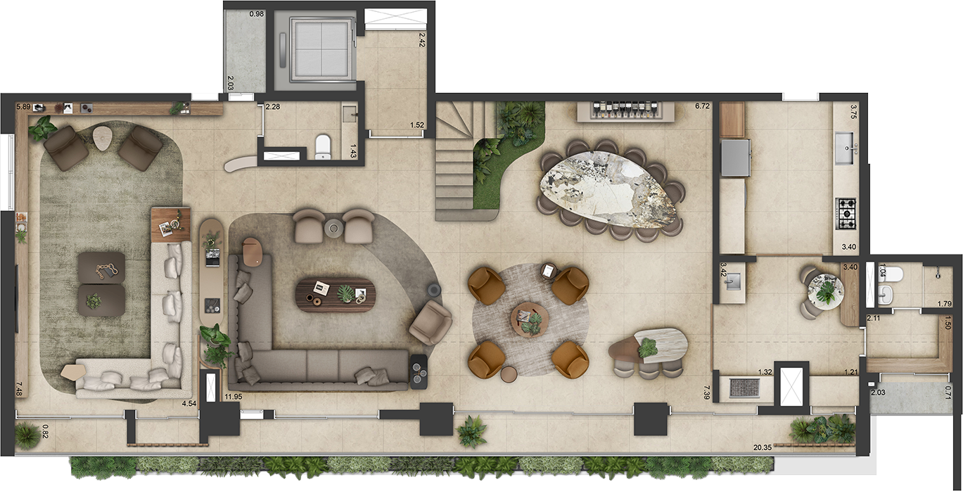 Planta 4 suítes · Duplex