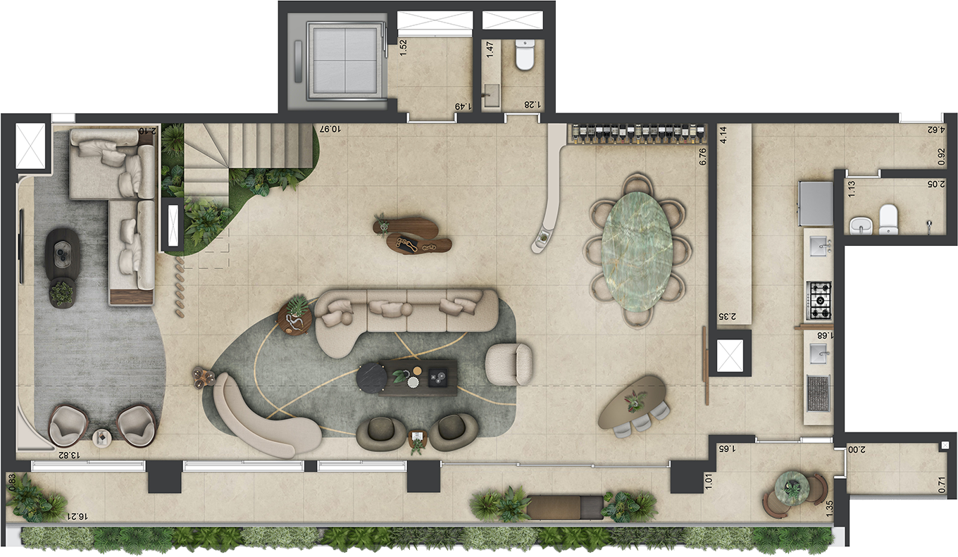Planta 3 suítes · Duplex