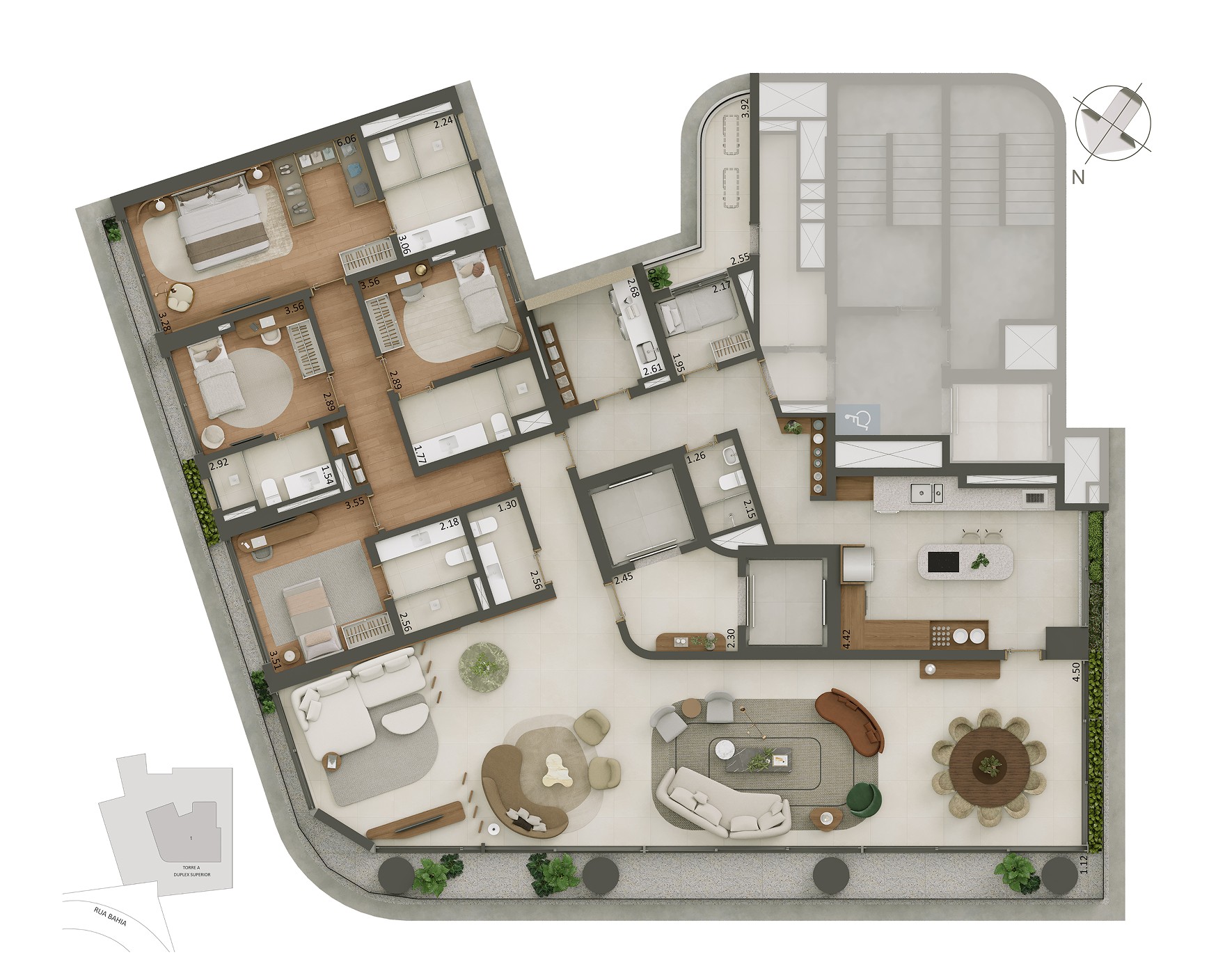 Planta 4 suítes
