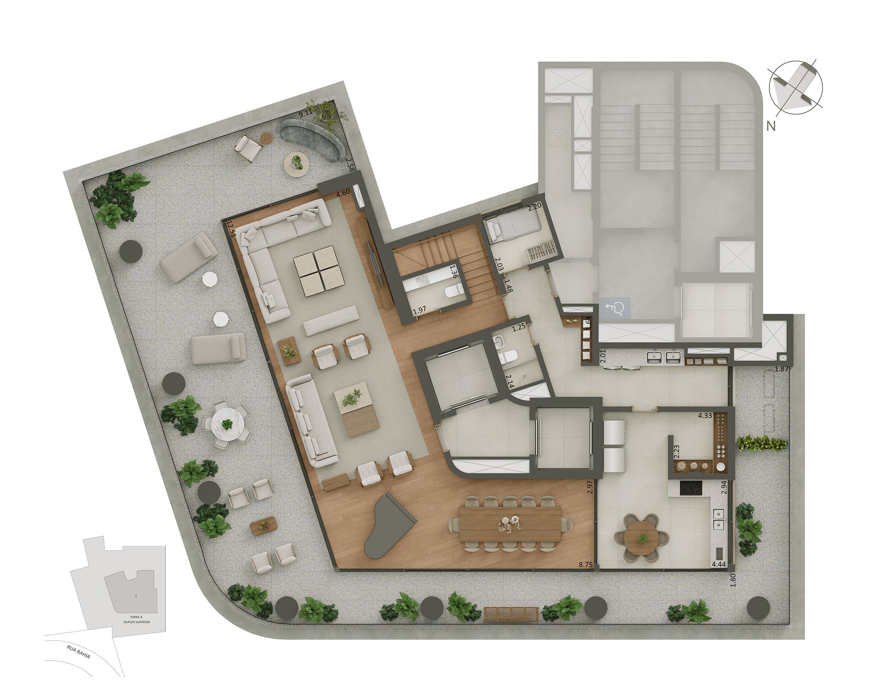 Planta Duplex 4 suítes