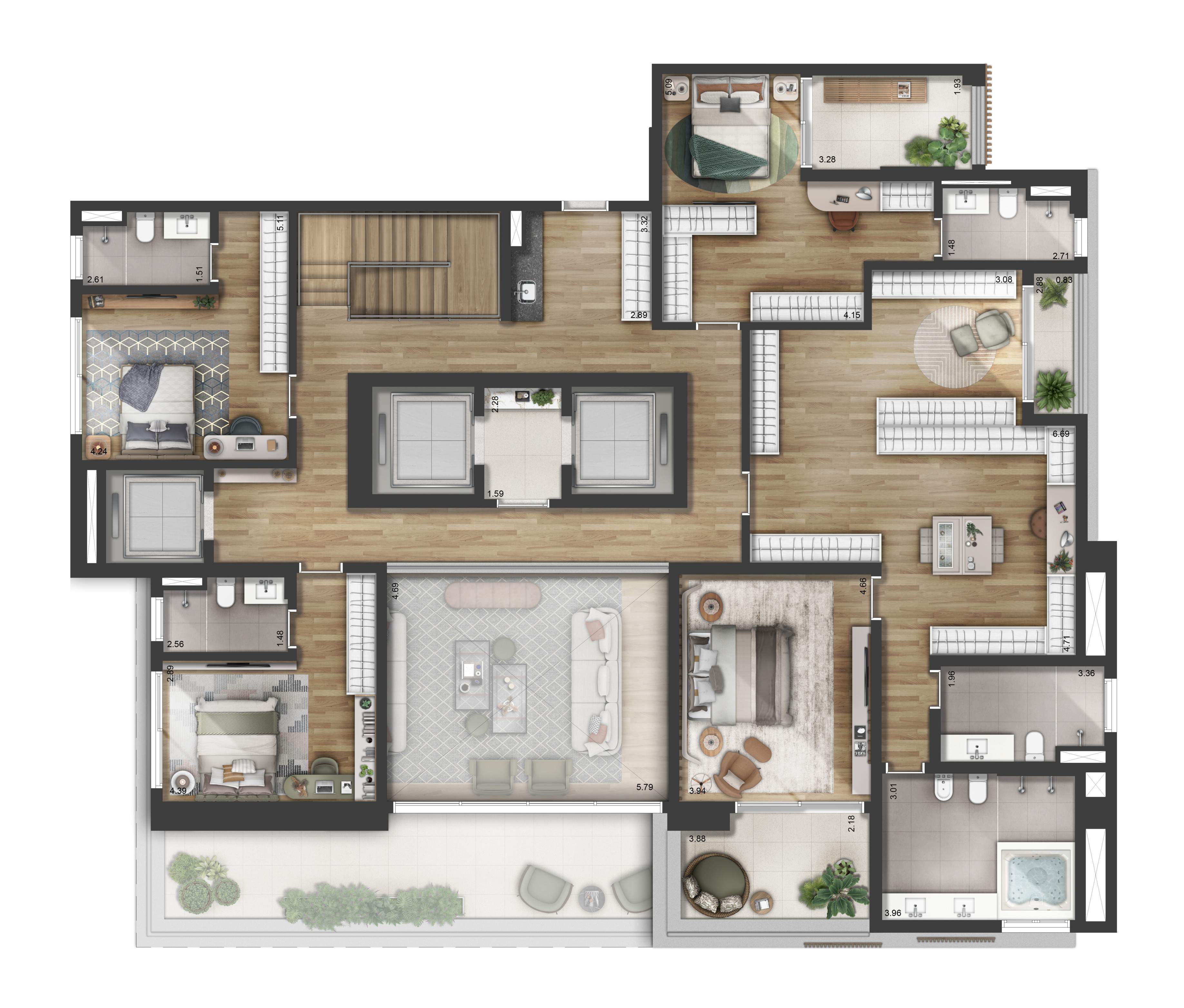 Planta Planta Apto Duplex Superior Opcao 01