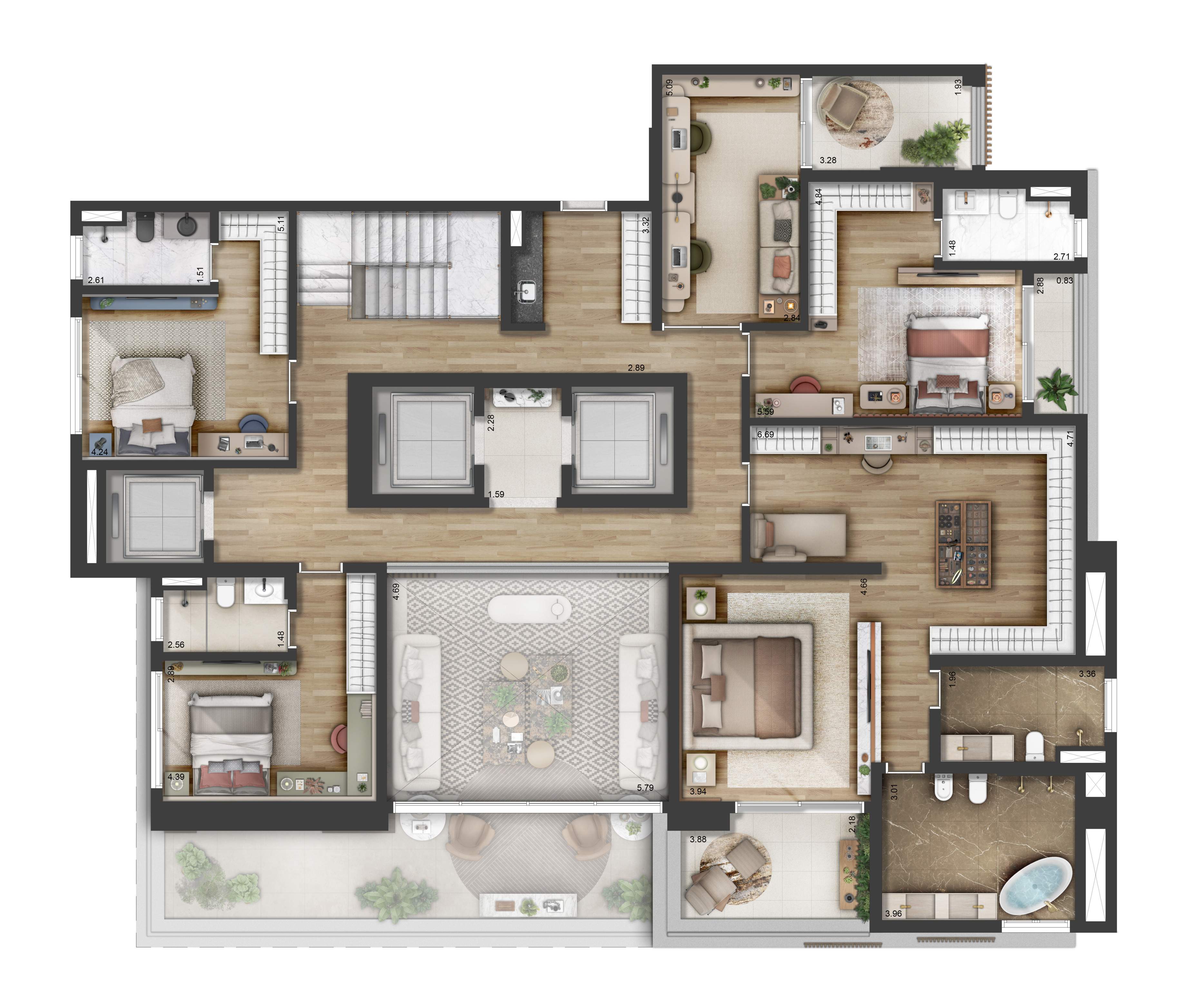 Planta Planta Apto Duplex Superior Decorado