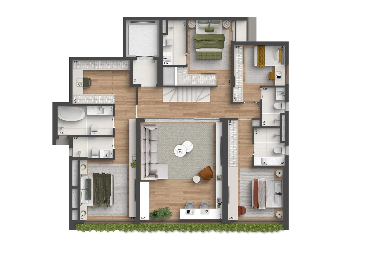 Planta 4 suítes