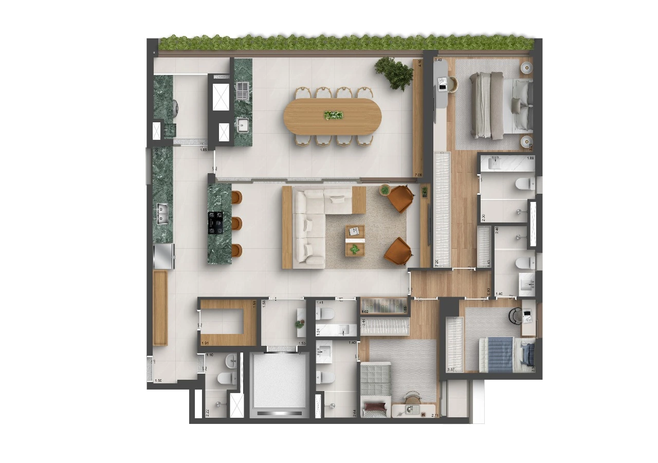 Planta 3 suítes