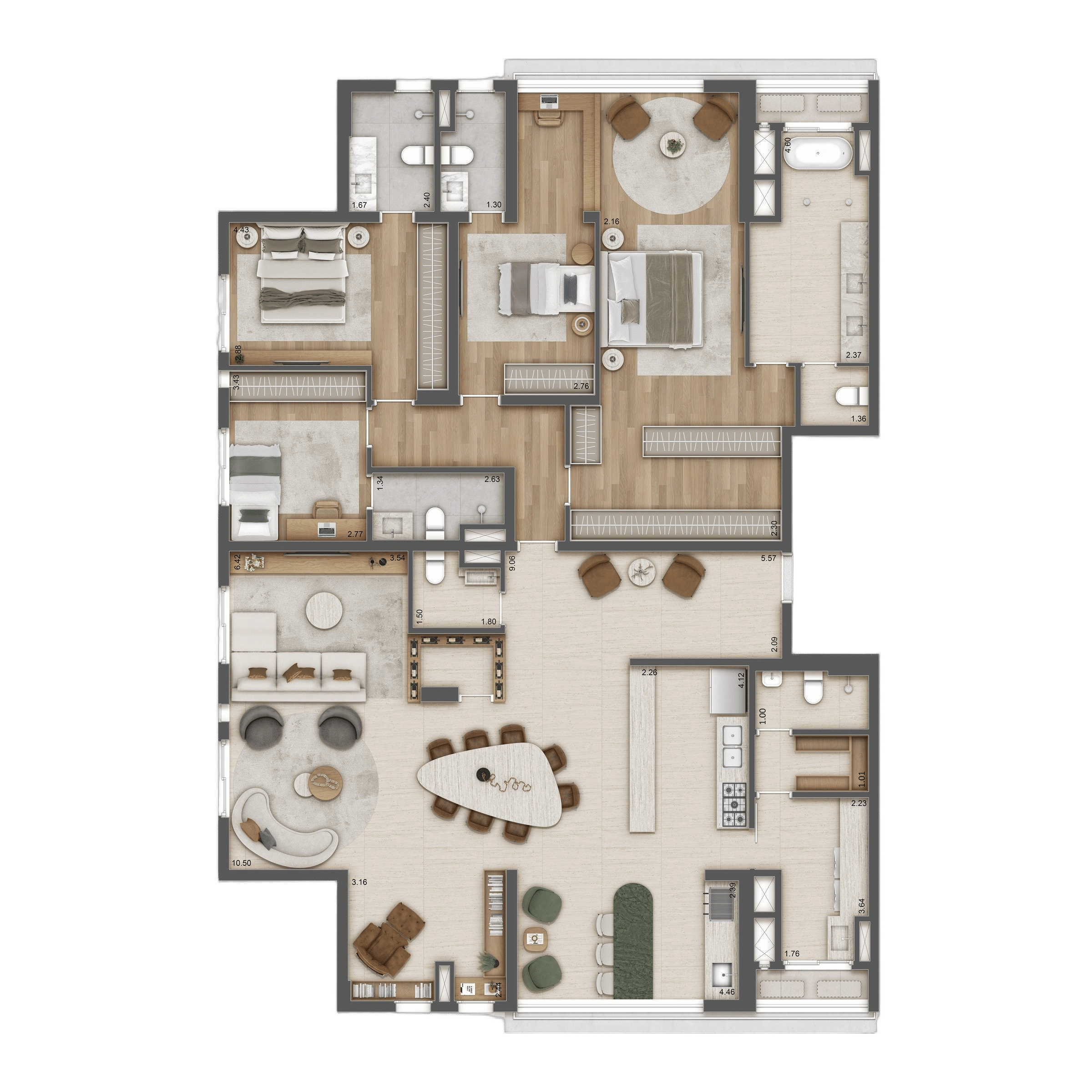 Planta 4 suítes