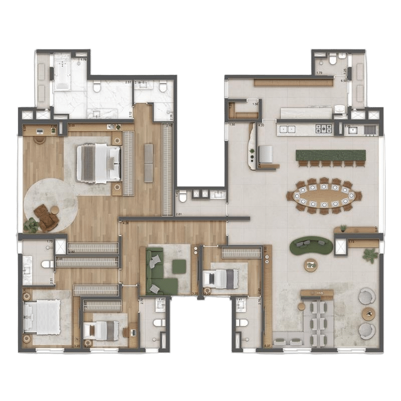 Planta 4 suítes