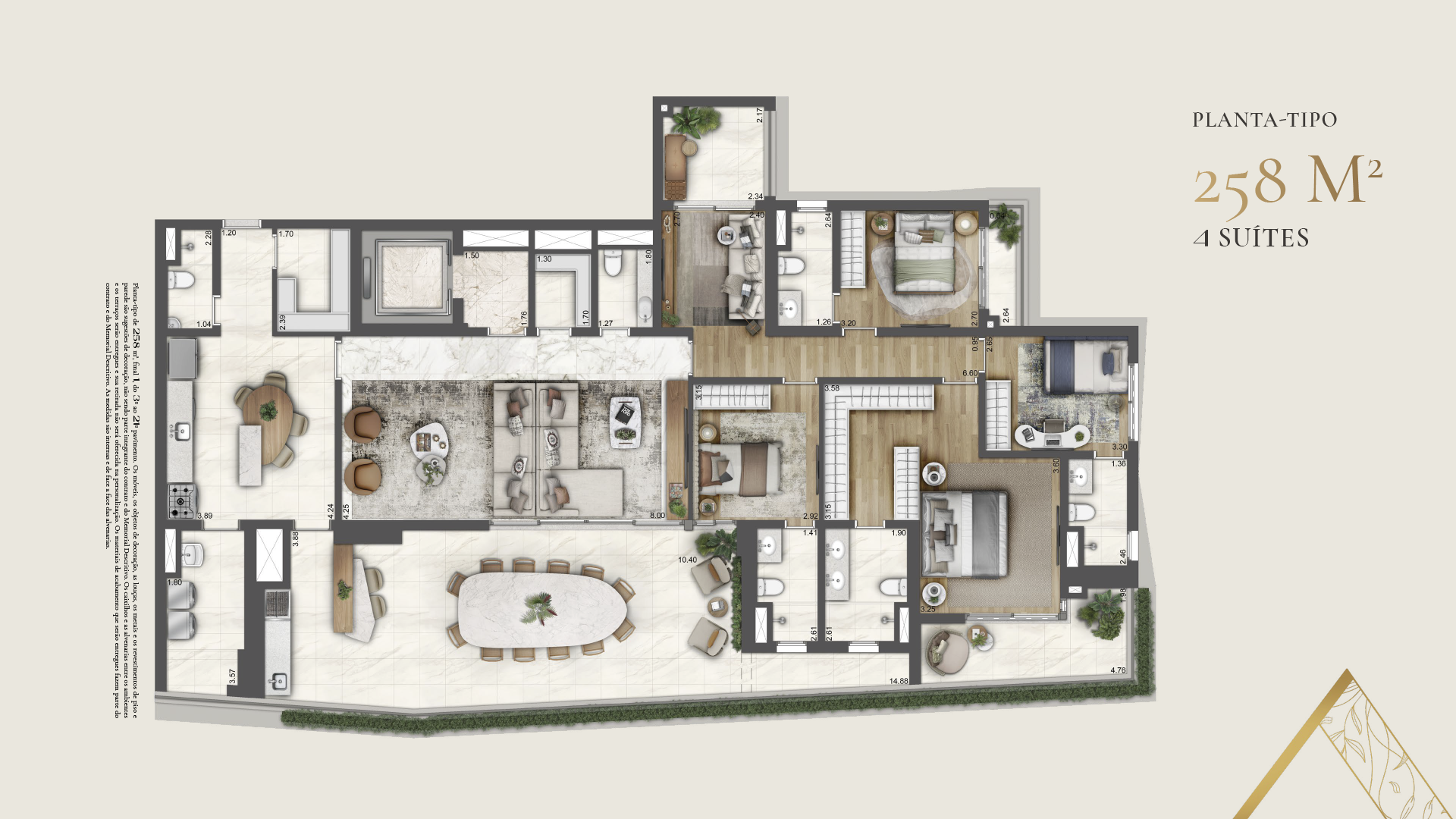Planta 258 m²