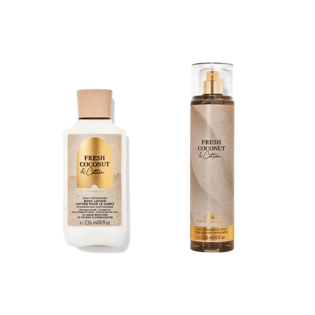 Bath and Body Works FRESH COCONUT & COTTON Body Lotion and Fine Fragrance Mist