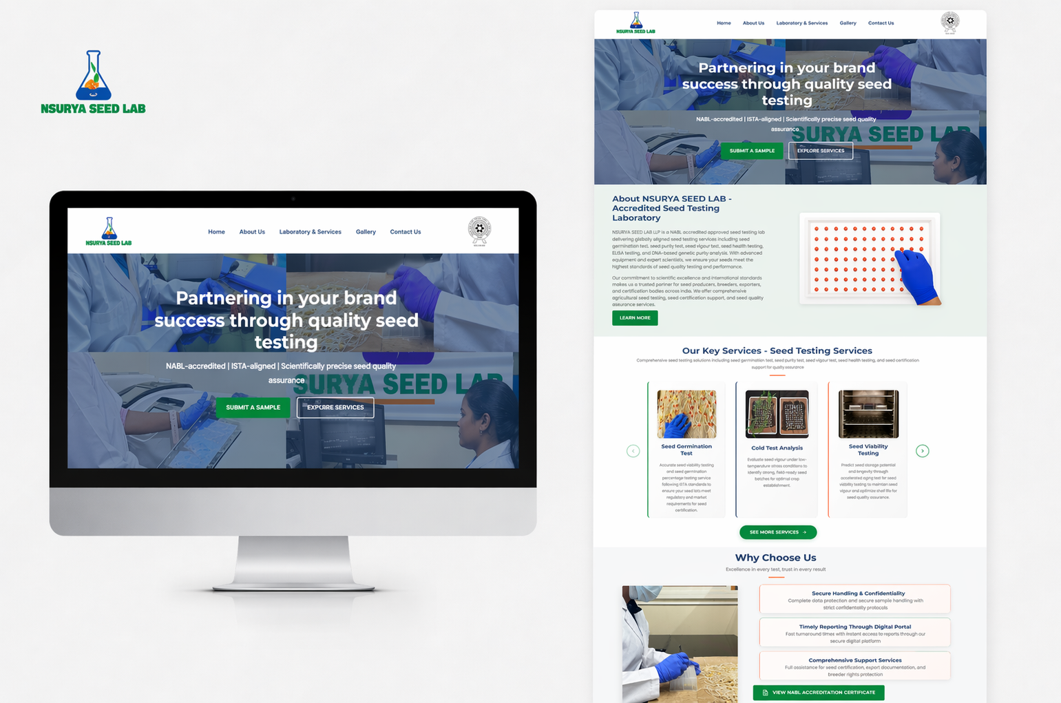 Surya Seed Lab portfolio website preview