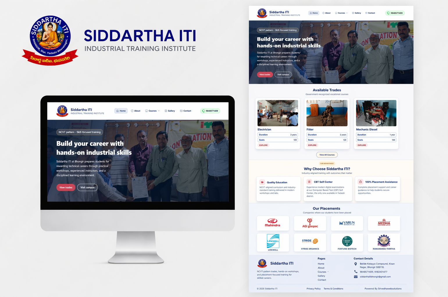 Siddartha Pvt ITI portfolio website preview