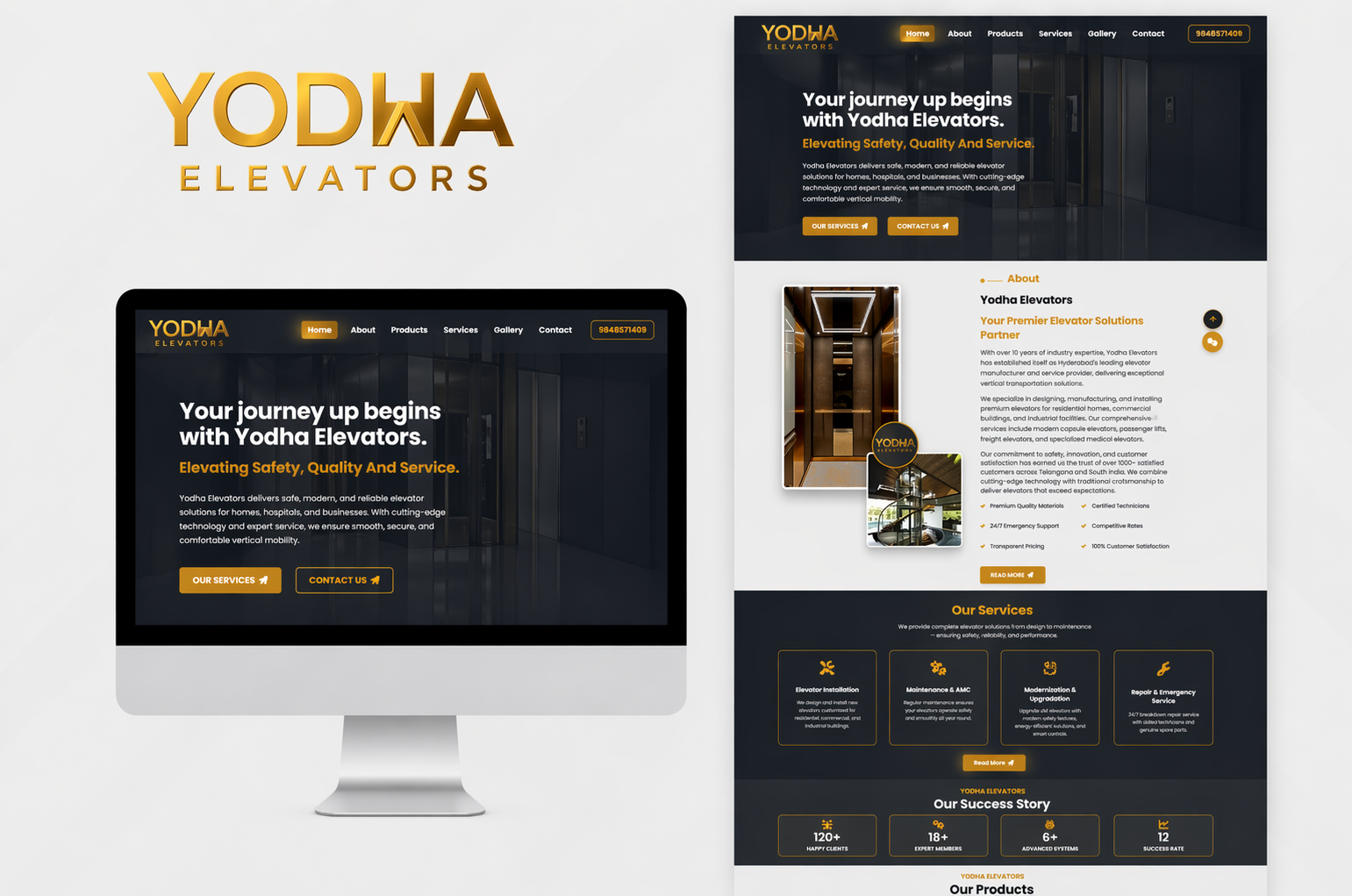 Yodha Elevators portfolio website preview
